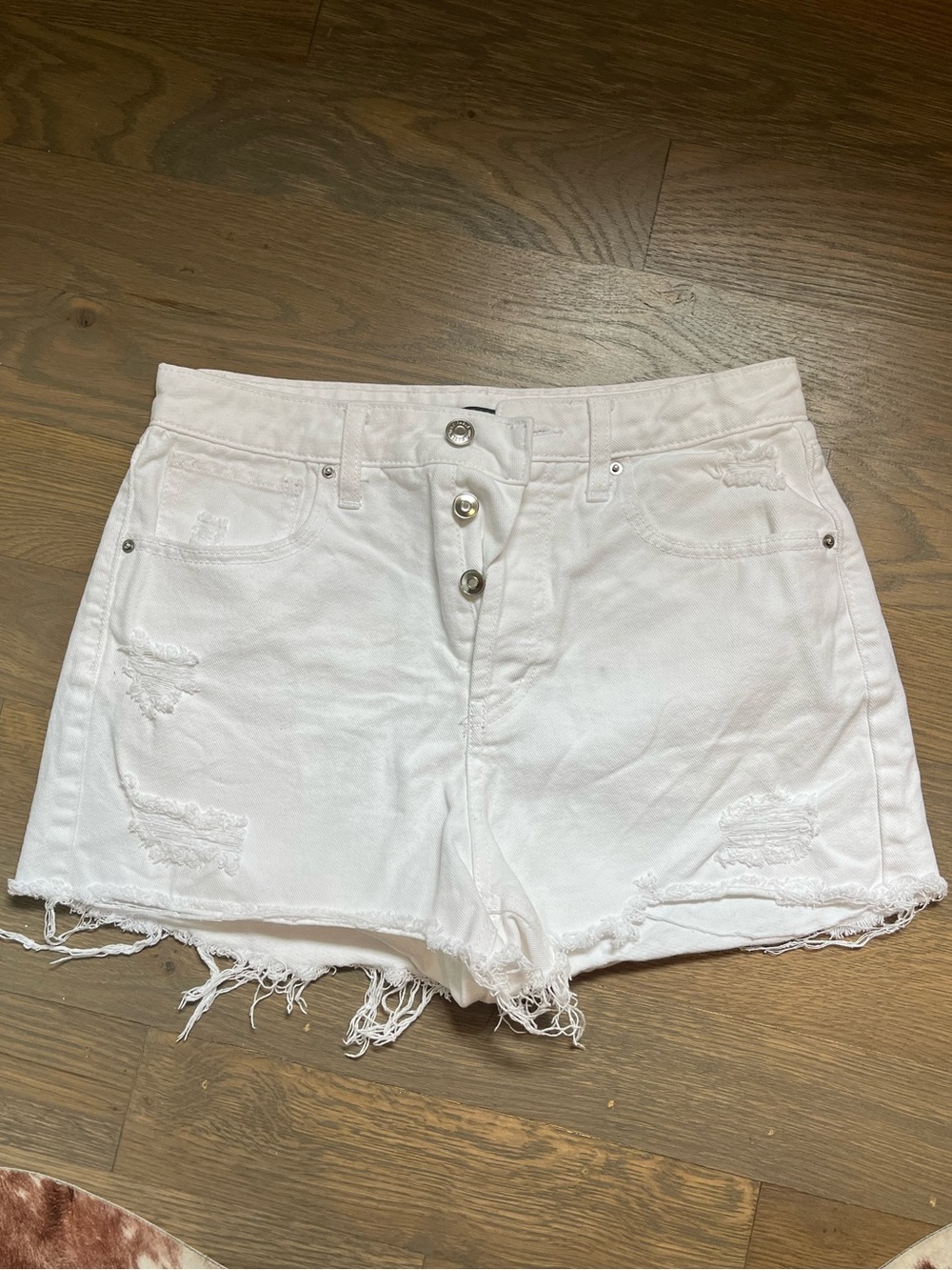 wild fable White Distressed High-Rise Denim Shorts
